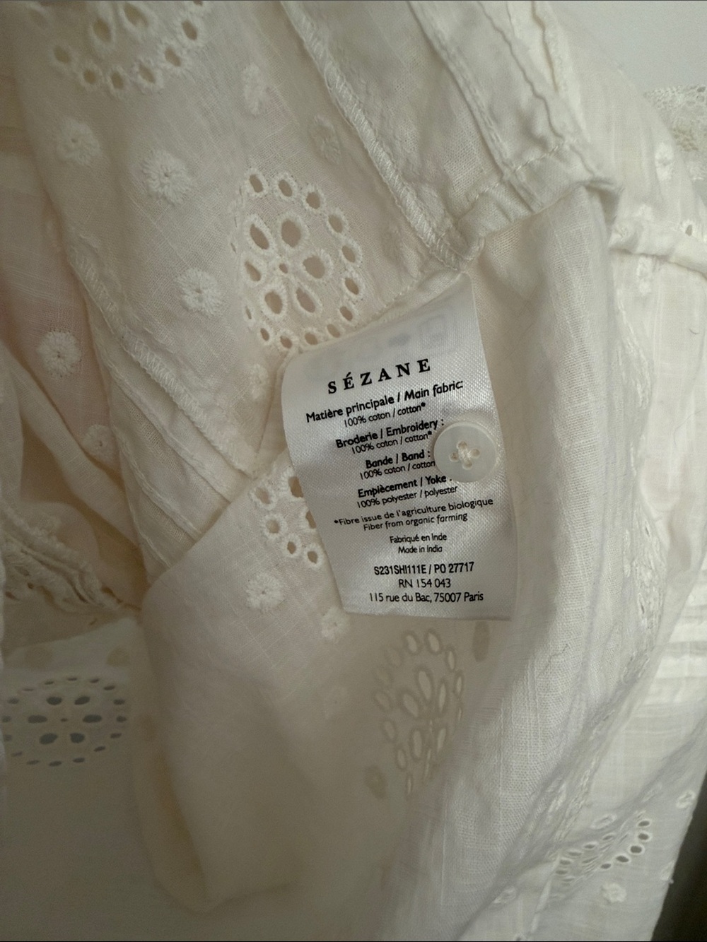 Sezane 100% cotton eyelet blouse - Picture 3 of 4